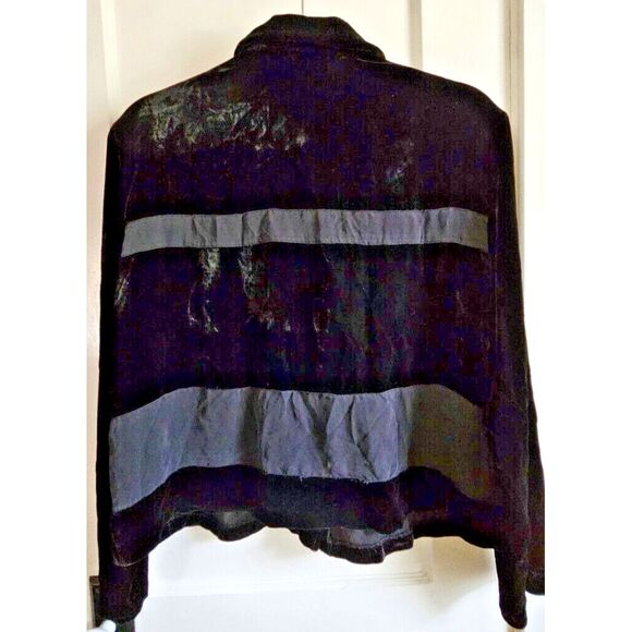 Silk Club collection silk velvet panel button front jacket woman‎ Sz L black - Picture 2 of 7